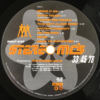 Stereo MC's LP 33 45 78 Island BRLP 532 label 2